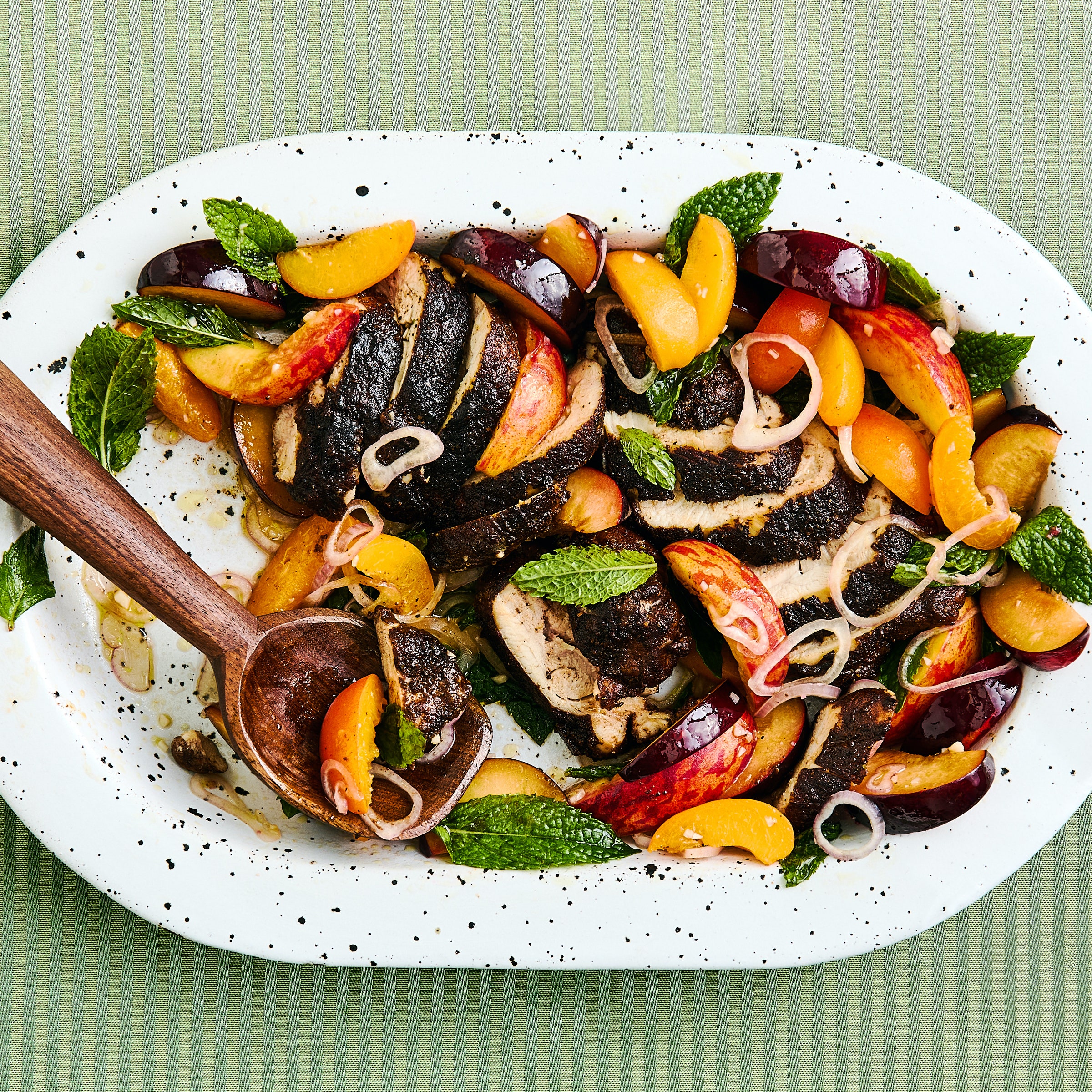 Cocoa-Blackened Chicken Thighs With Stone Fruit