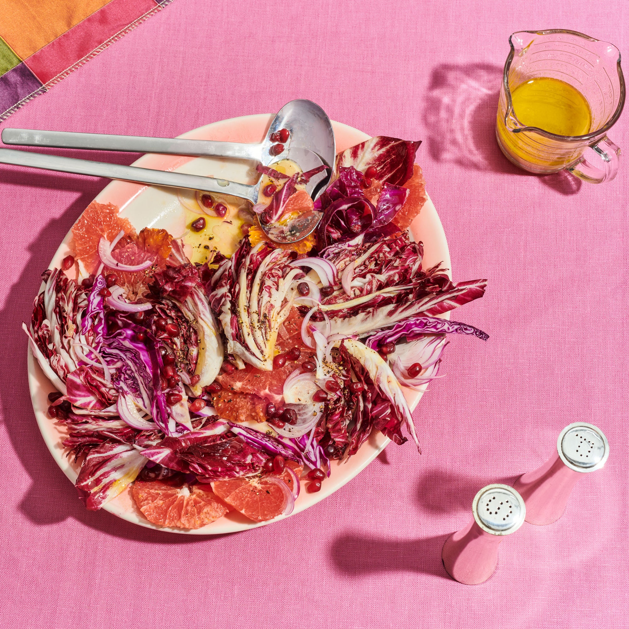 Red cabbage and radicchio salad on a platter