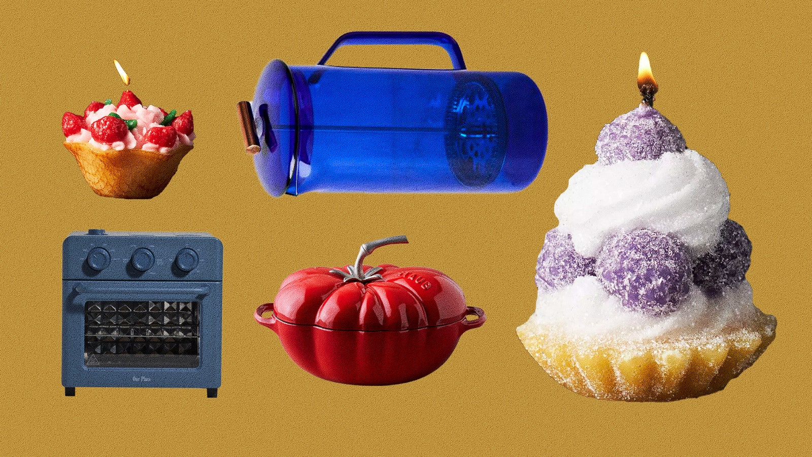 collage of buzziest products like a food candle