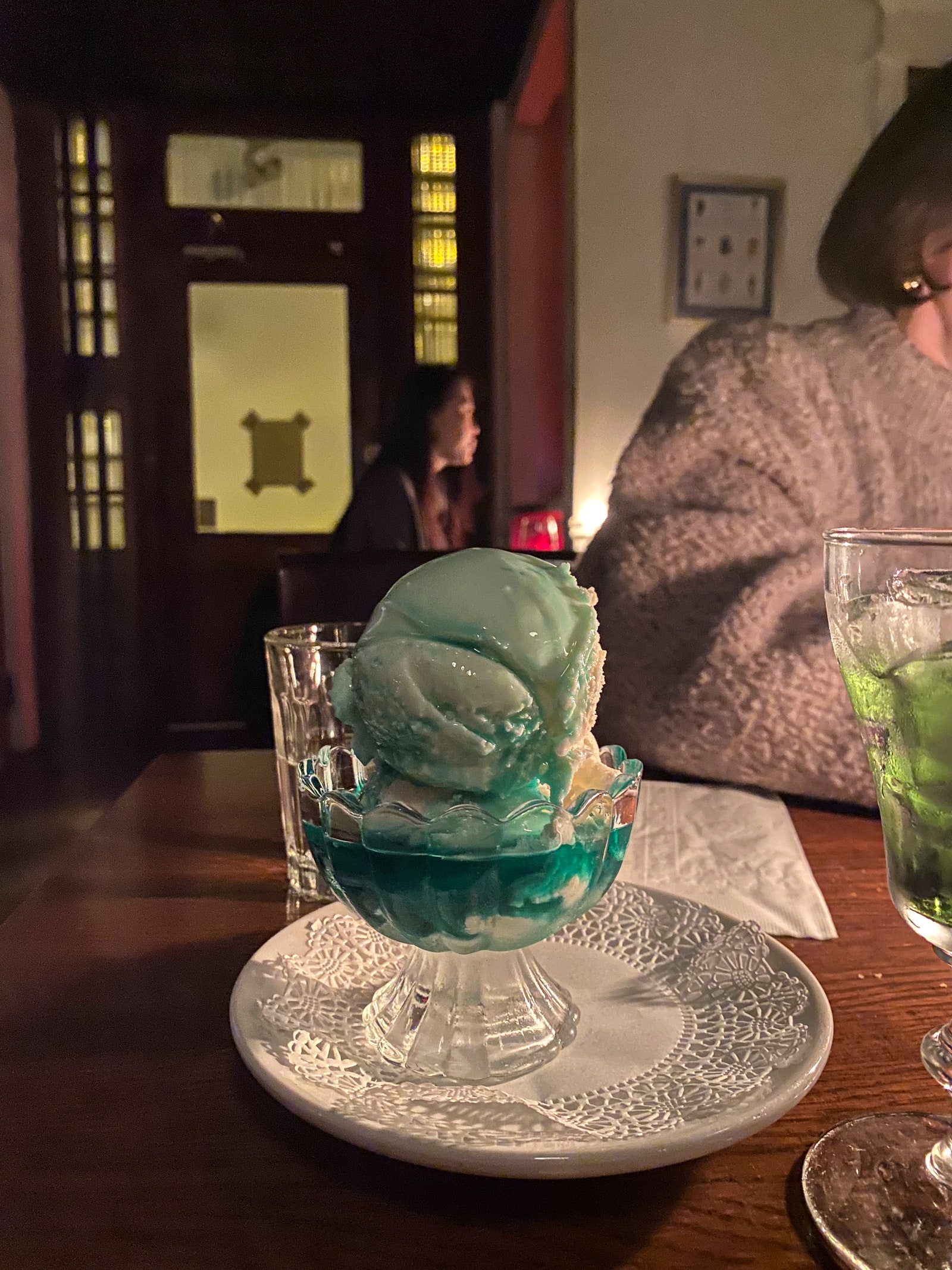 Vanilla Ice Cream With Creme de Menthe